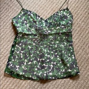 JCrew camo silk top size small